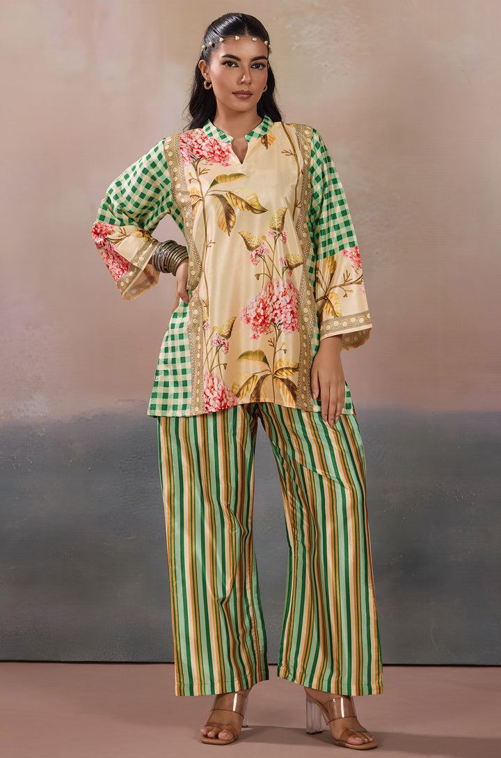 Vogue Vibe Silk Crepe Women Co-ord Set with Digital Print | Top and Bottom