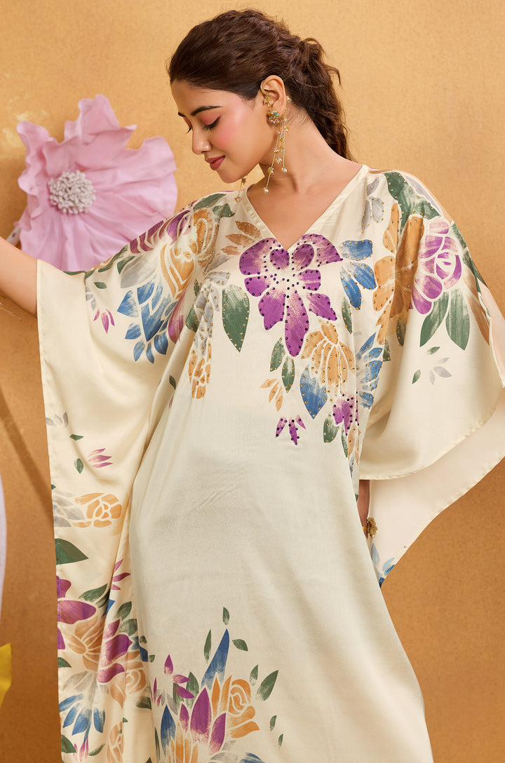 Petal Flow - Premium Long Kaftan for Women | Label Aarna