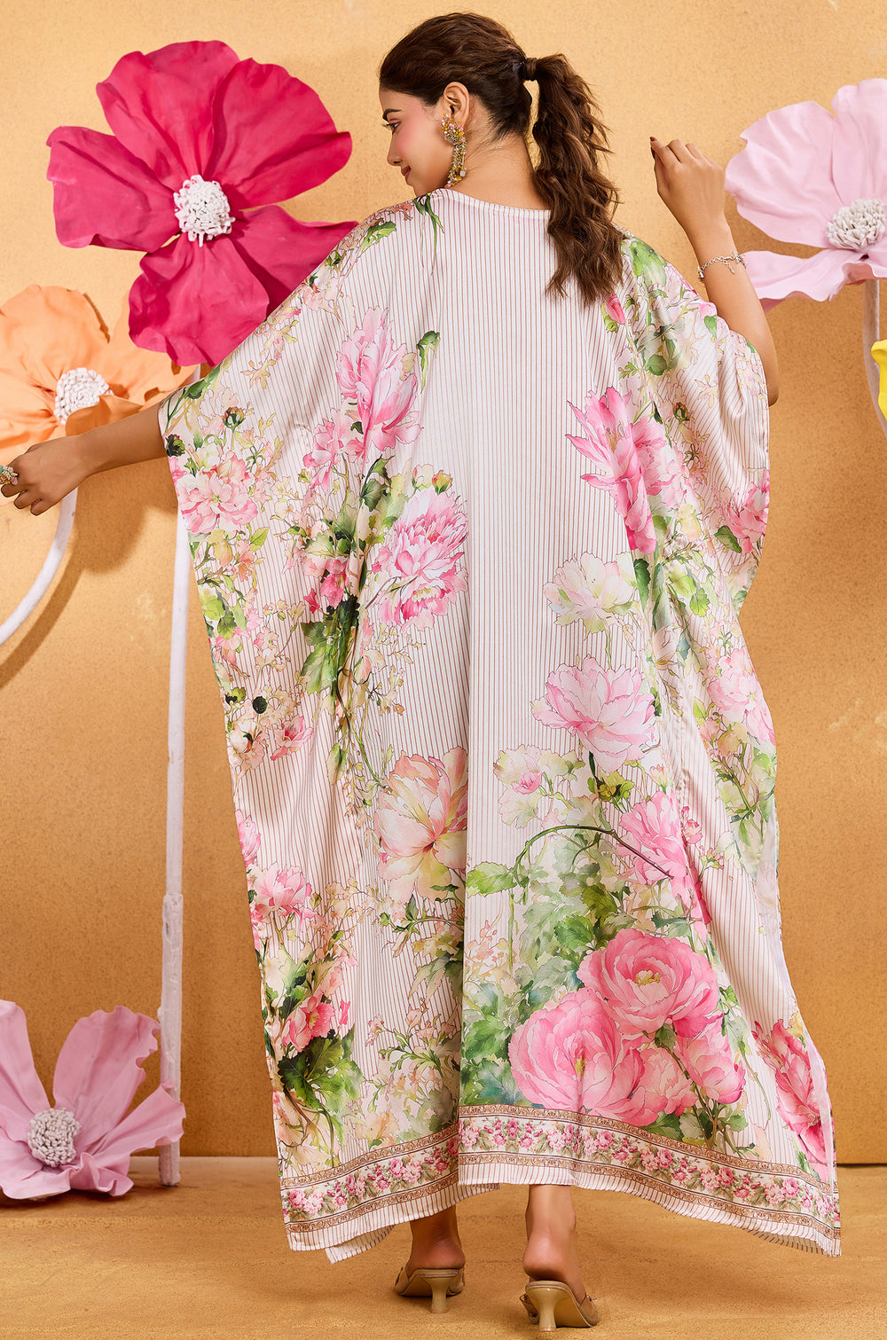 Floral Valley Kaftan - Women's Satin Kaftan Online India | Label Aarna
