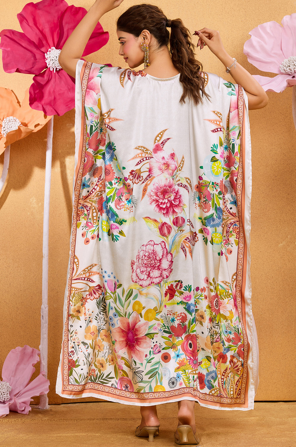 Tropical Aura Kaftan - Women's Satin Kaftan Online India | Label Aarna
