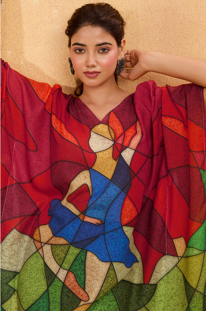 Scarlet Twirl Kaftan Dress | Label Aarna