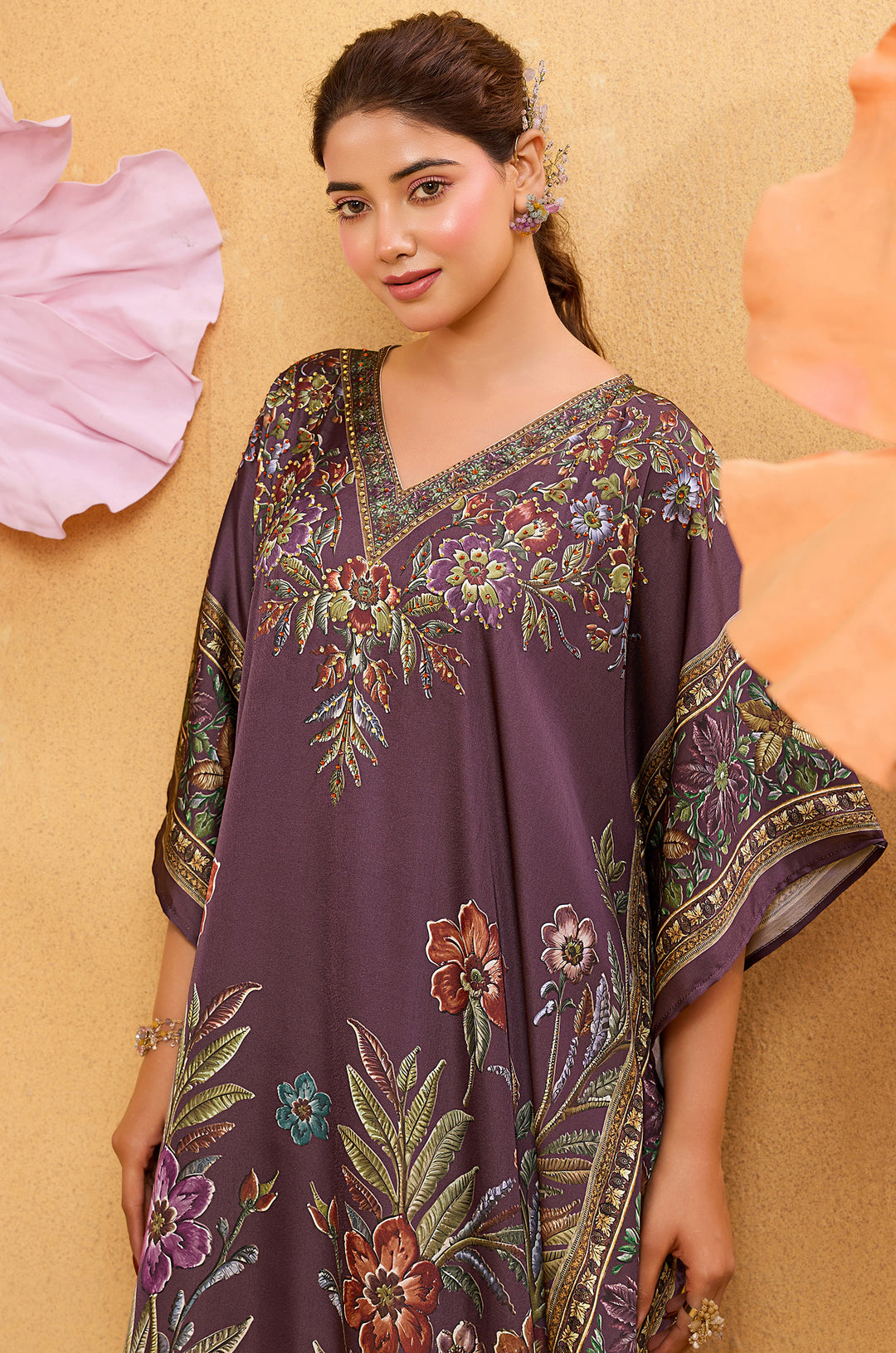 Wine Grace - Premium Long Kaftan for Women | Label Aarna