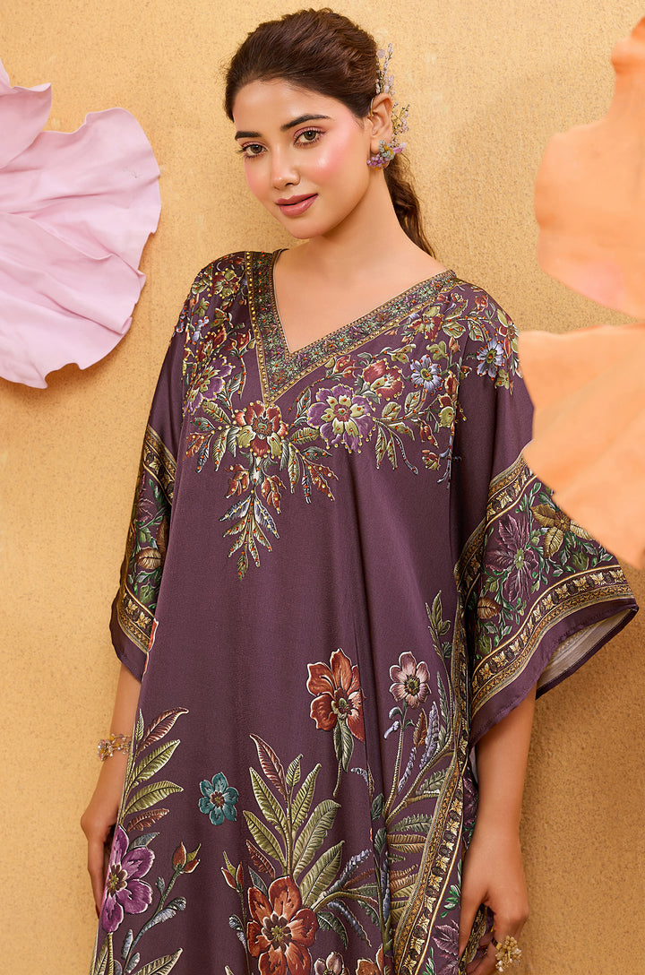 Wine Grace - Premium Long Kaftan for Women | Label Aarna
