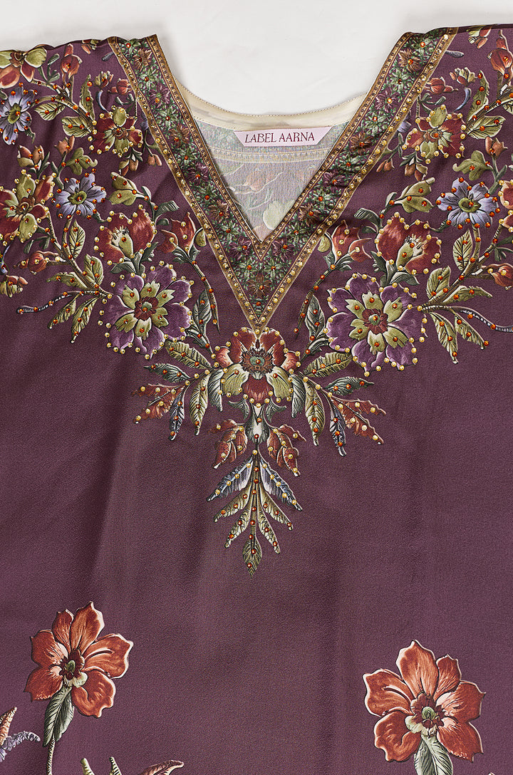 Wine Grace Kaftan Dress | Label Aarna