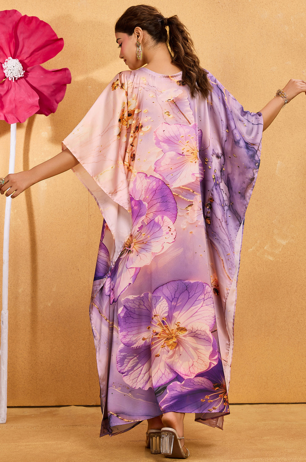 Lilac Muse Kaftan - Women's Satin Kaftan Online India | Label Aarna