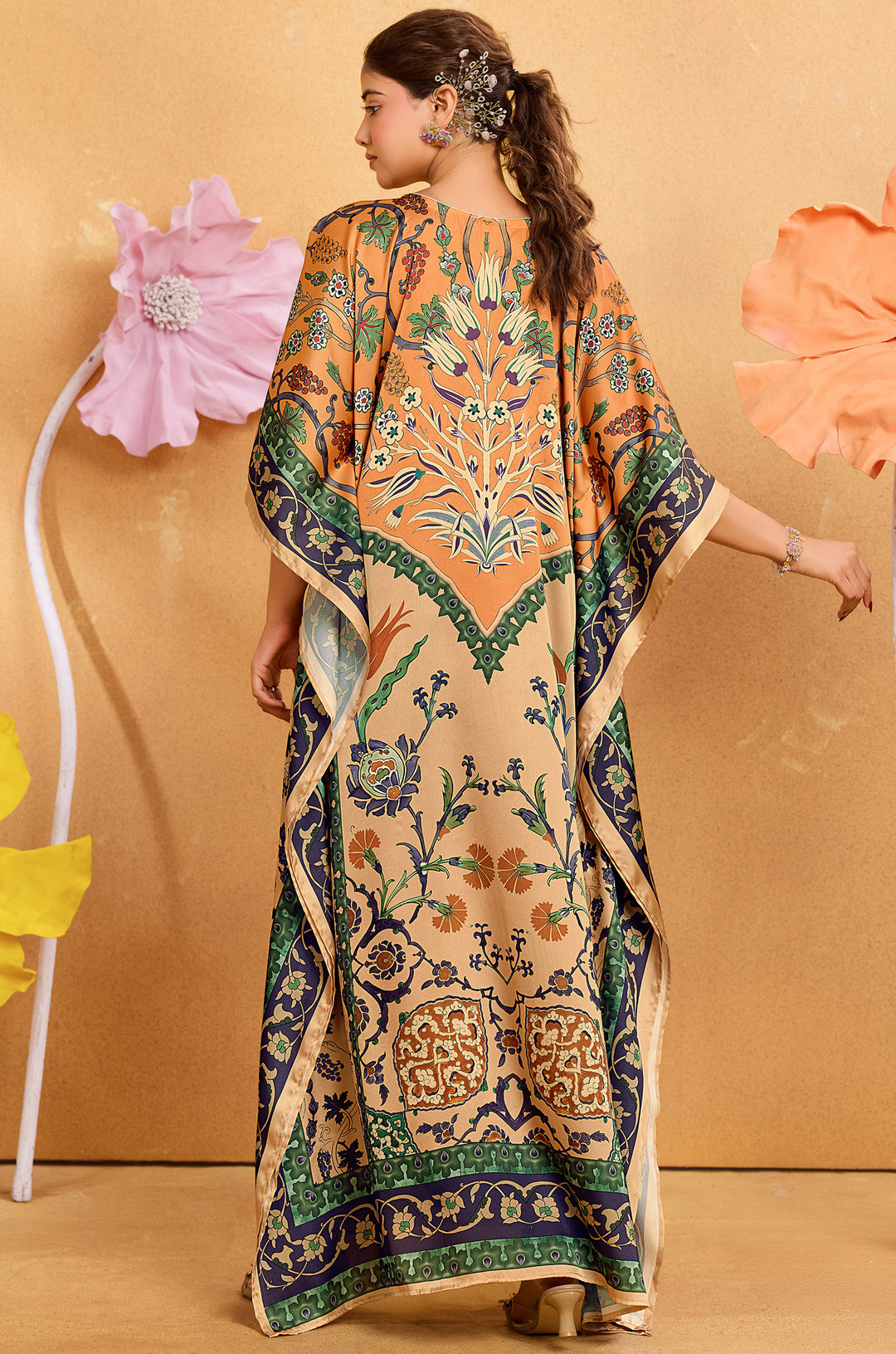 Royal Glow Kaftan - Women's Satin Kaftan Online India | Label Aarna