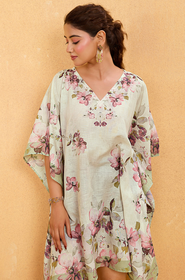 Floral Tale - Premium Short Kaftan for Women | Label Aarna