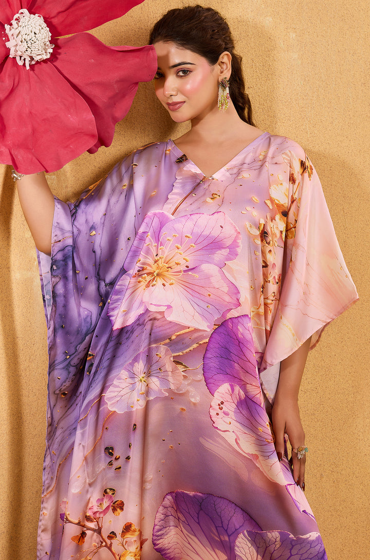 Lilac Muse - Premium Long Kaftan for Women | Label Aarna