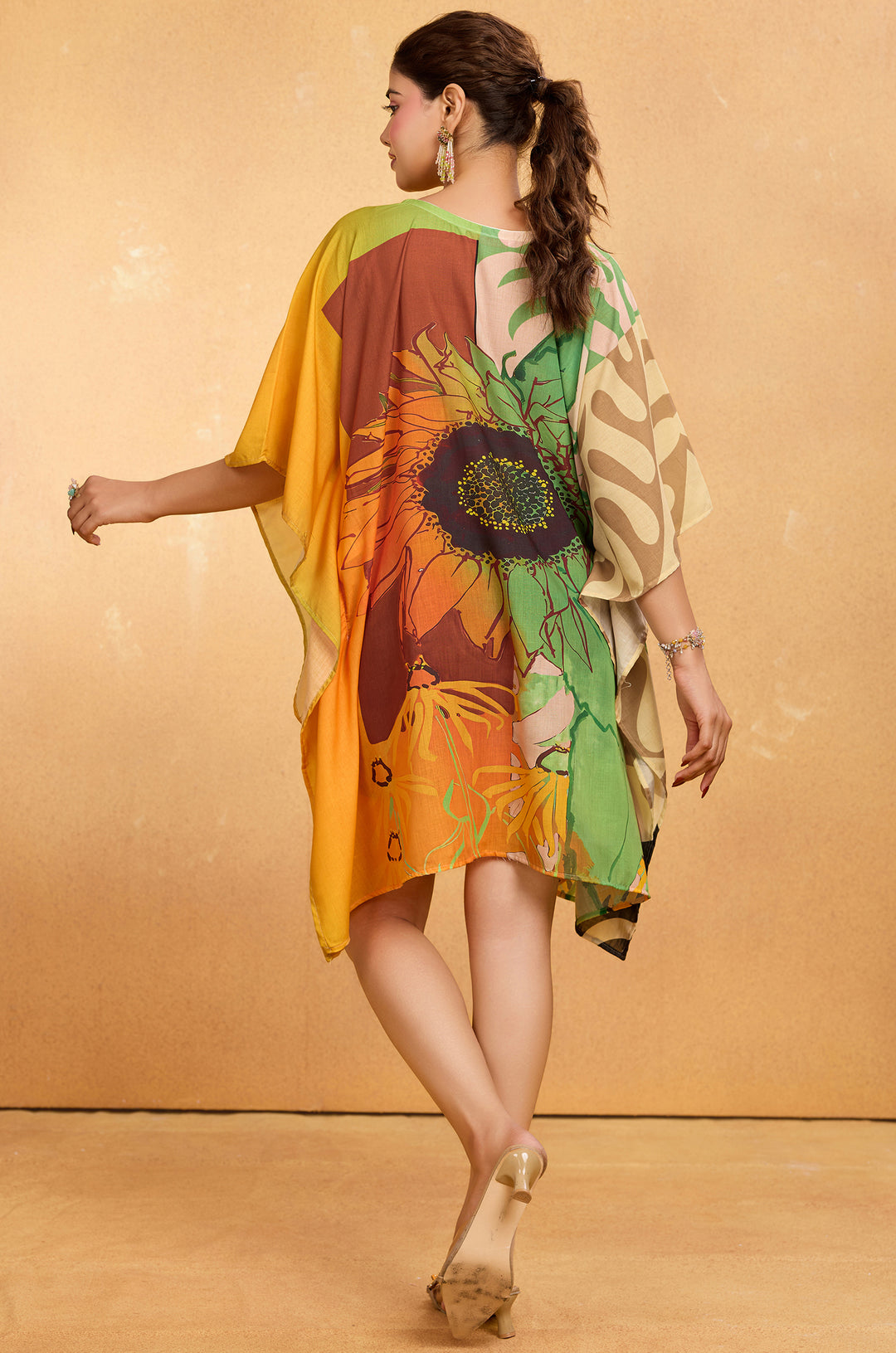 Sunflower Kaftan - Women's Muslin Cotton Kaftan Online India | Label Aarna