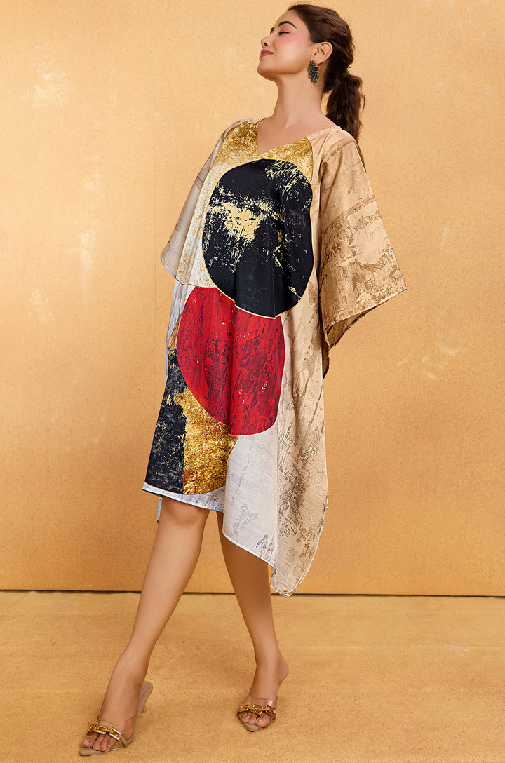 Red Moon Satin Kaftan - Free Size M-3XL | Label Aarna