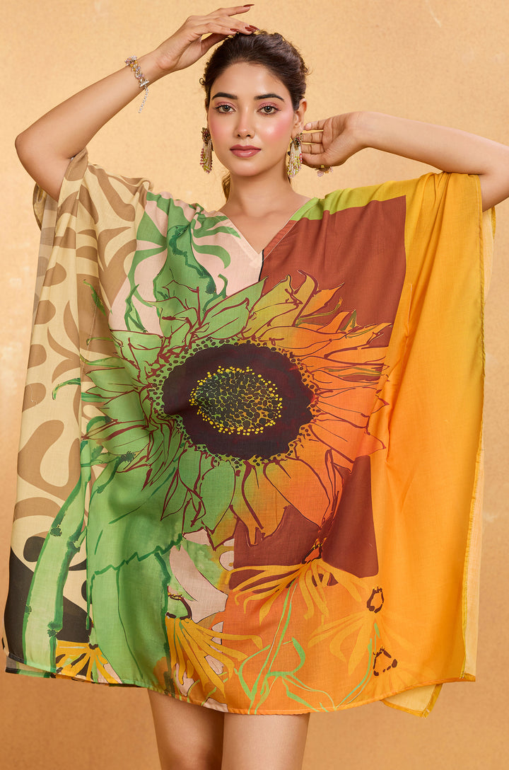 Sunflower - Premium Short Kaftan for Women | Label Aarna
