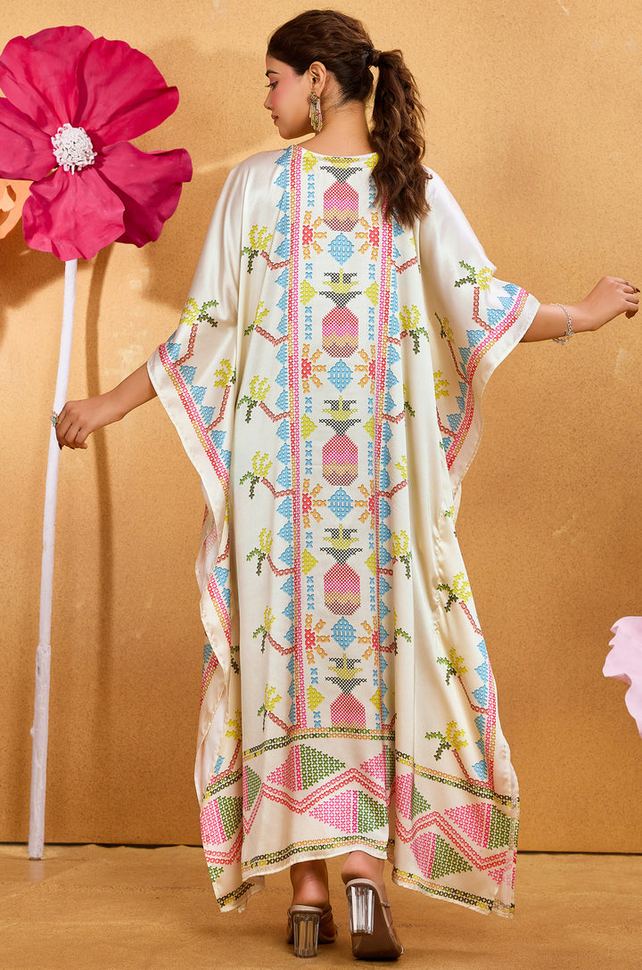 Pixel Poetry Kaftan - Women's Satin Kaftan Online India | Label Aarna
