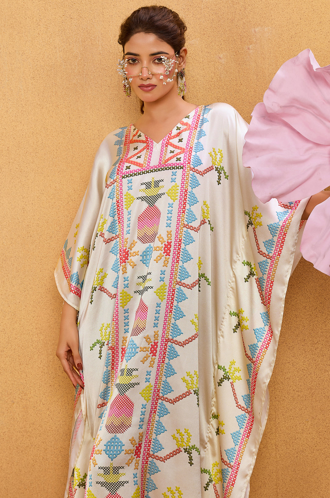 Pixel Poetry - Premium Long Kaftan for Women | Label Aarna