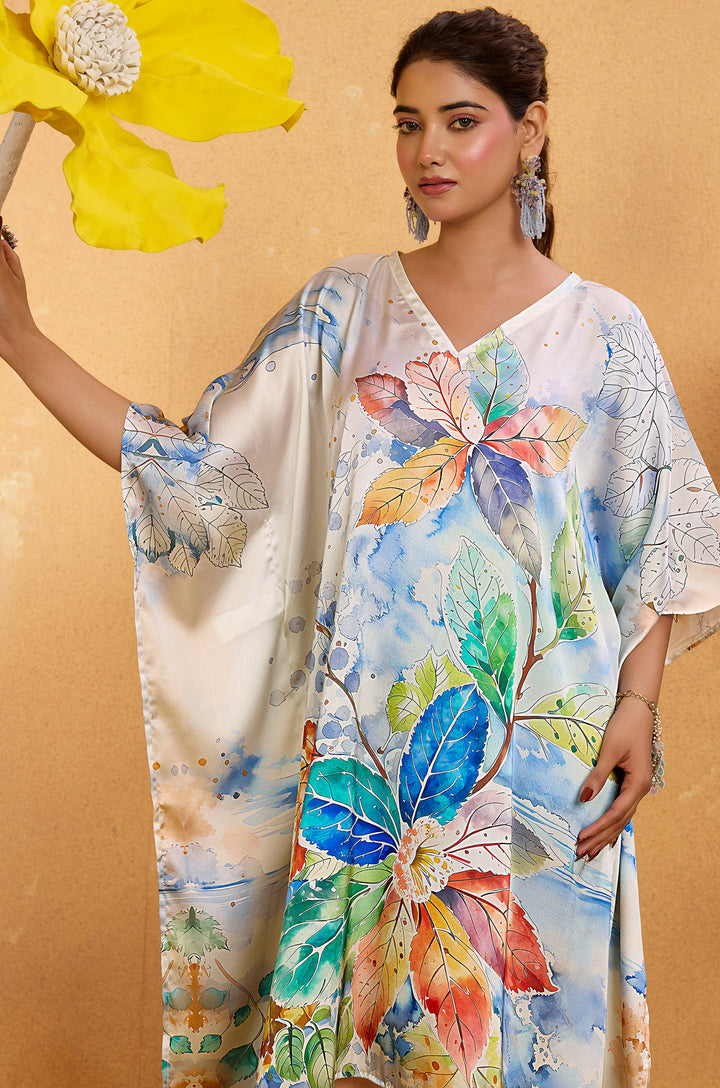 Prismatic Petals - Premium Short Kaftan for Women | Label Aarna