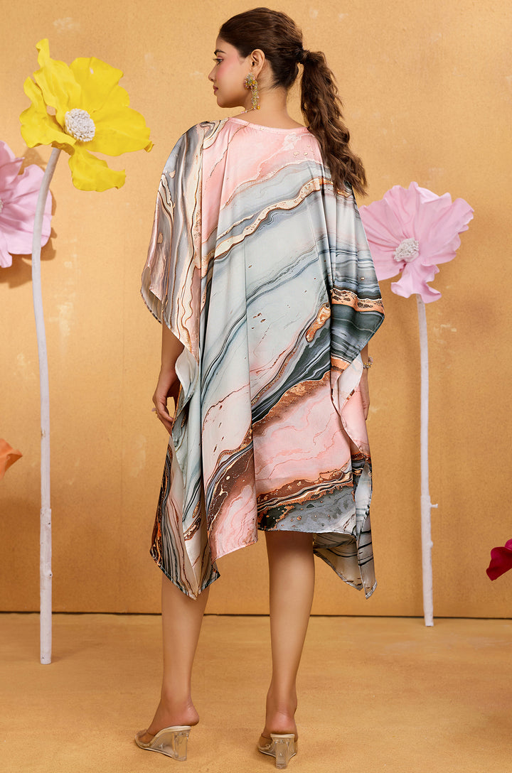 Smoky Pink Kaftan - Women's Satin Kaftan Online India | Label Aarna