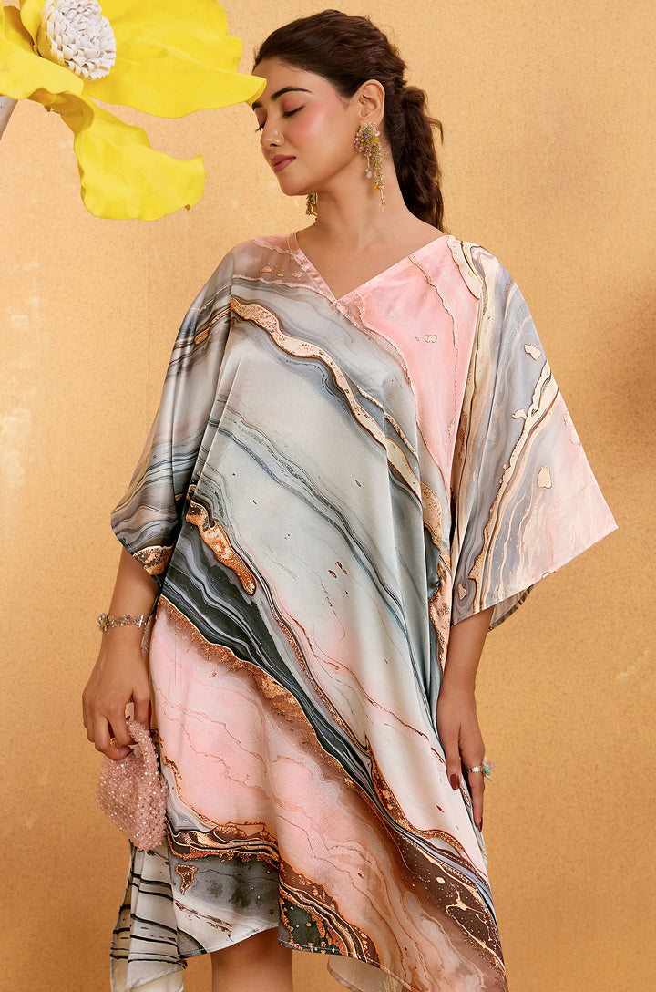 Smoky Pink - Premium Short Kaftan for Women | Label Aarna
