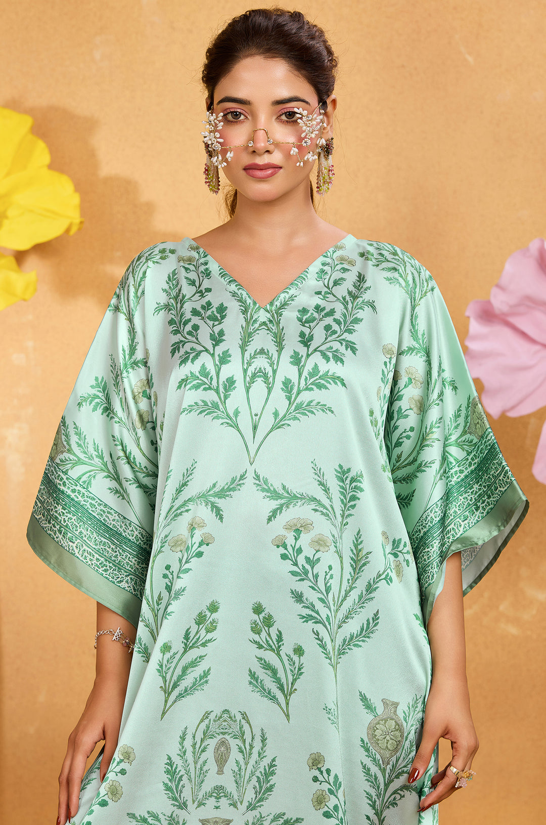 Petal Fest - Premium Long Kaftan for Women | Label Aarna