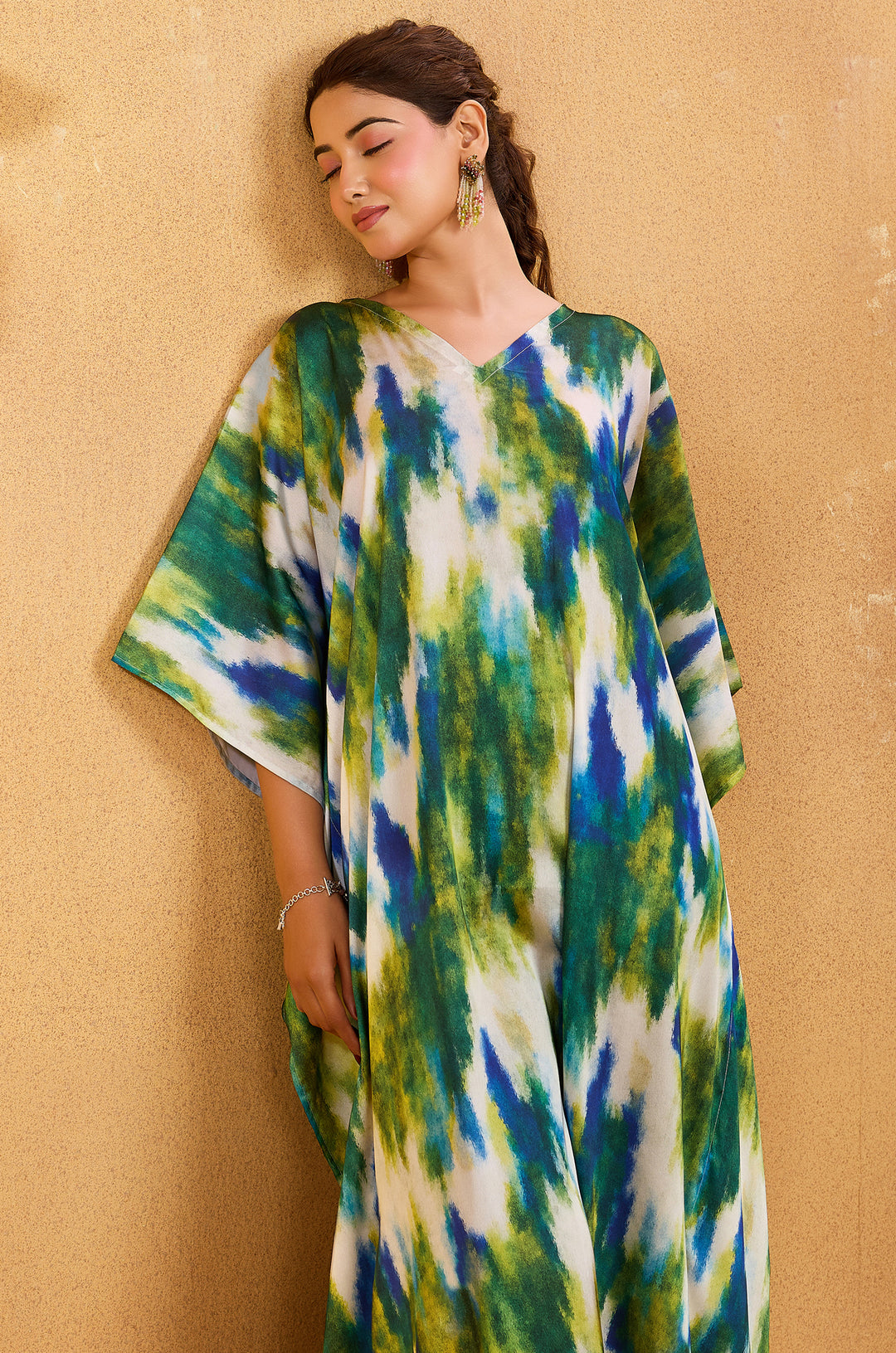 Blue Moss - Premium Long Kaftan for Women | Label Aarna