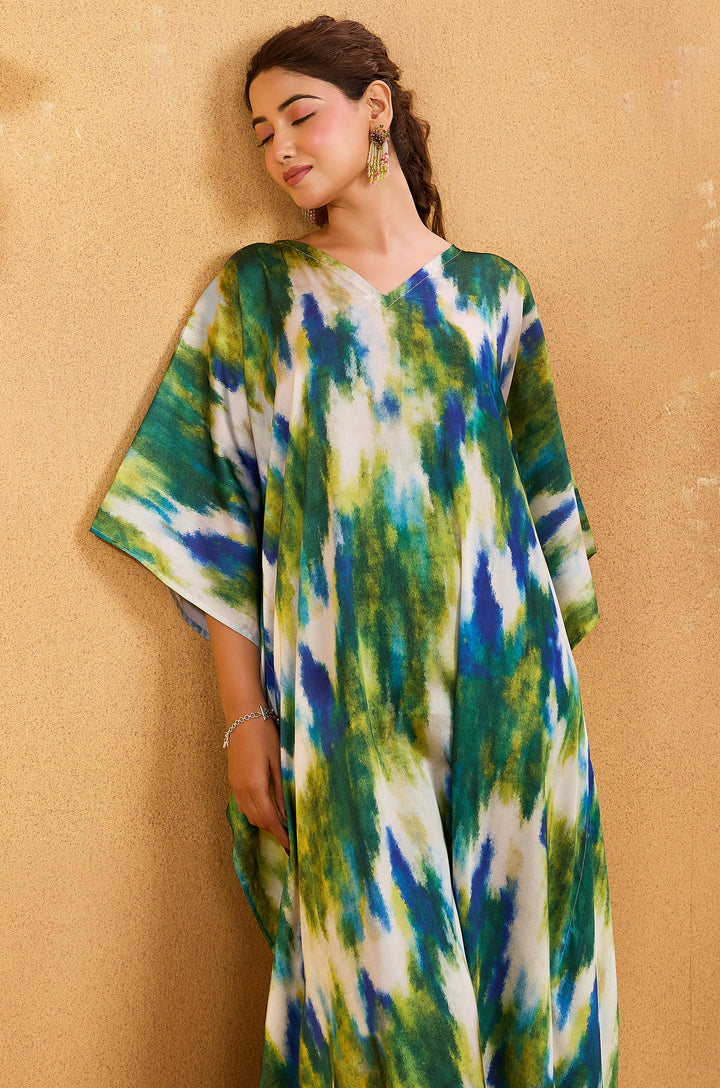 Blue Moss - Premium Long Kaftan for Women | Label Aarna