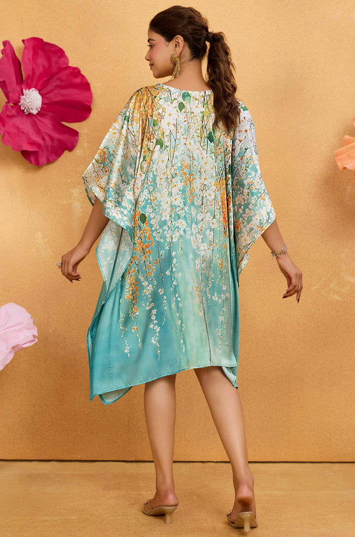 Cherry Blossom Kaftan - Women's Satin Kaftan Online India | Label Aarna