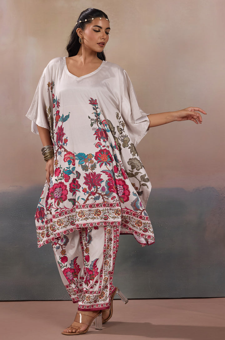 Runway Floral Silk Crepe Women Co-ord Set with Digital Print | Top and Bottom