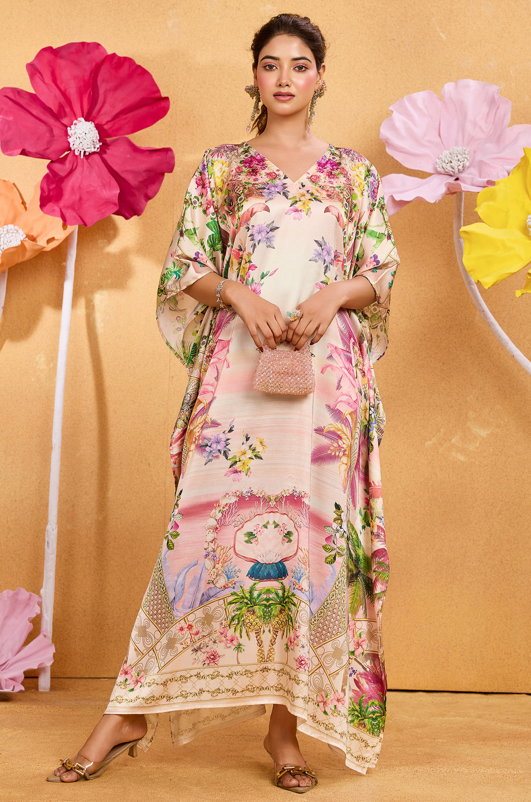 Victorian Long Satin Kaftan Dress - Buy Women Kaftan Online India | Label Aarna