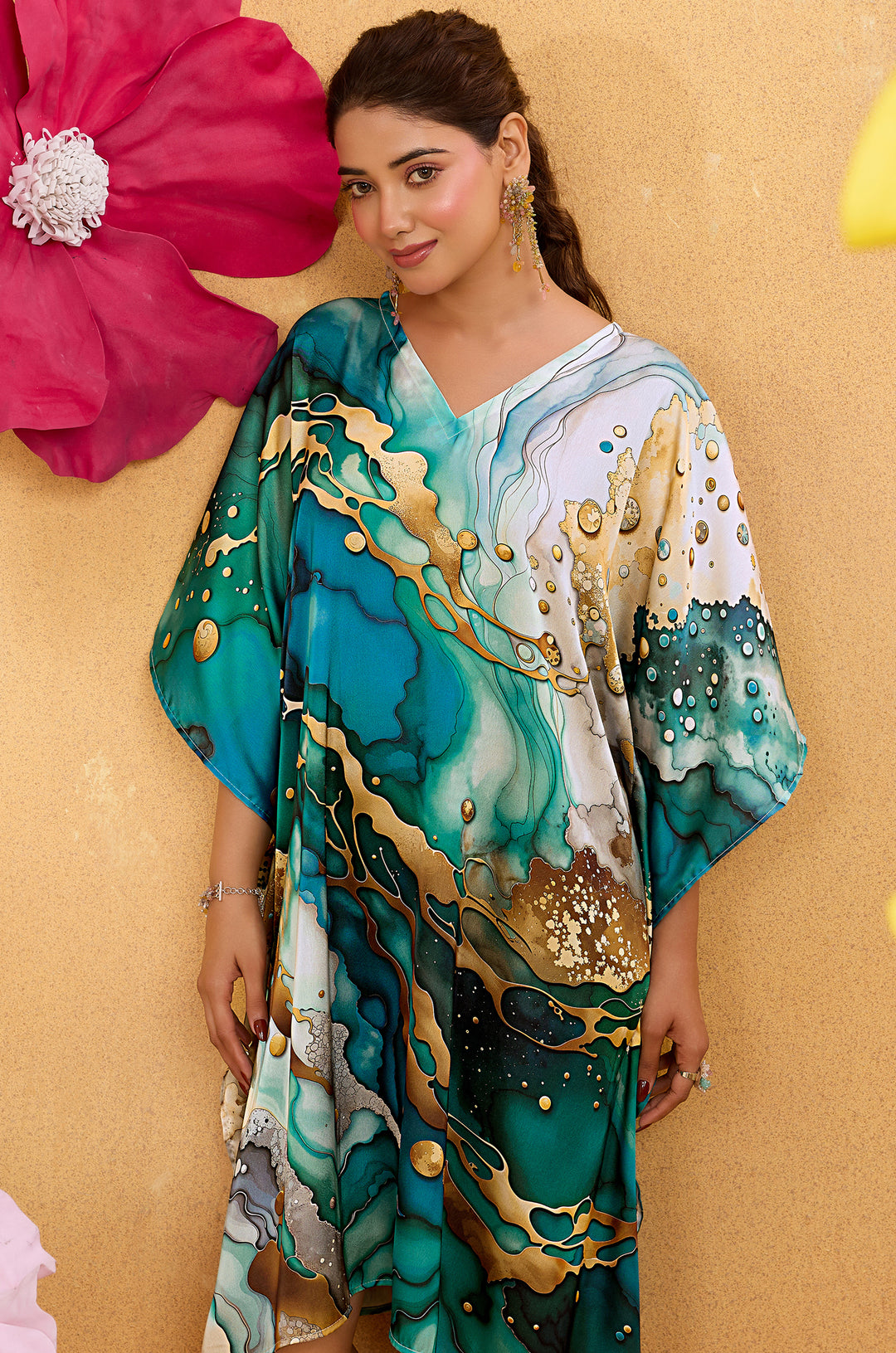 Aqua Marble - Premium Short Kaftan for Women | Label Aarna