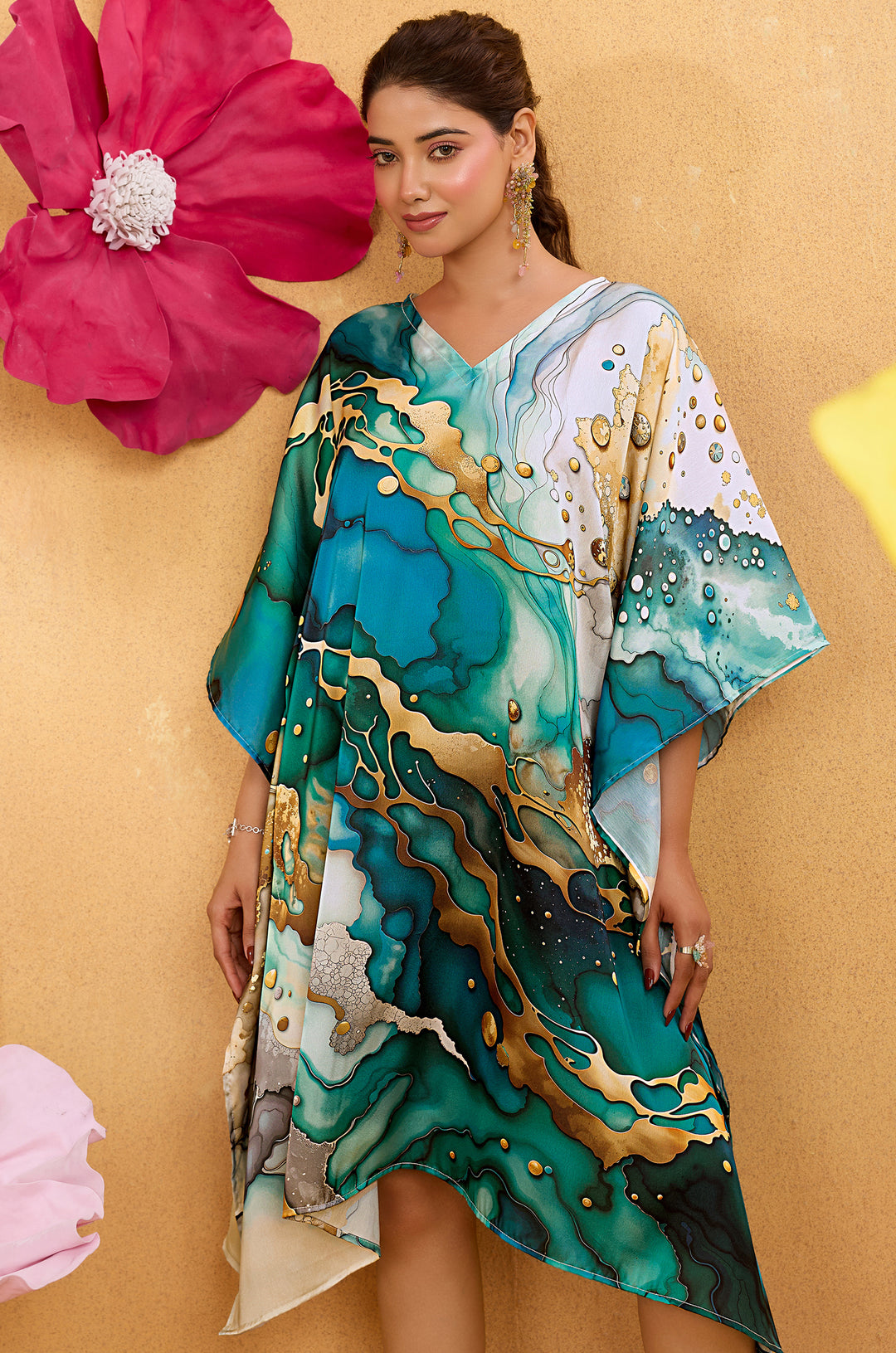 Aqua Marble Kaftan Dress | Label Aarna