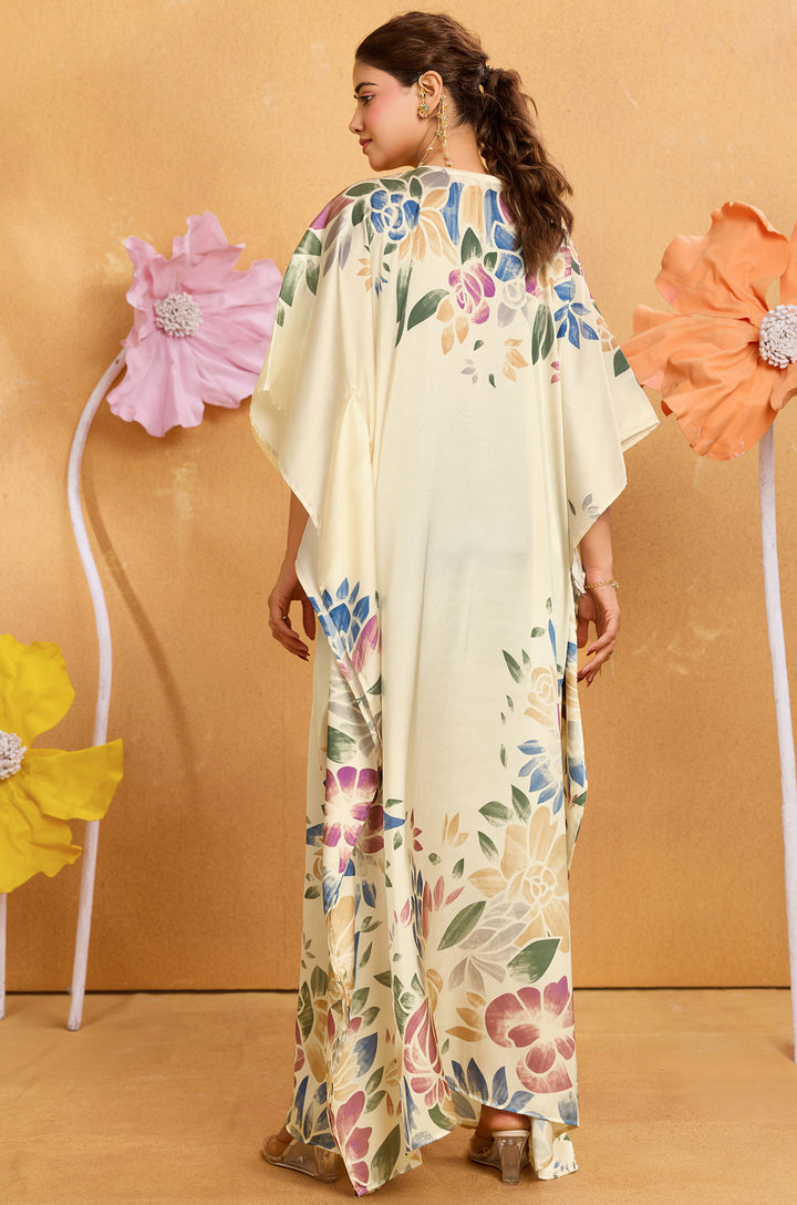 Petal Flow Kaftan - Women's Satin Kaftan Online India | Label Aarna