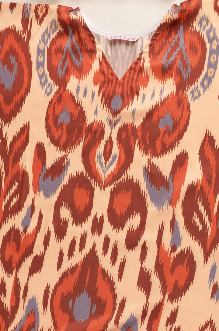 Rhapsody Soft Satin Long Women Kaftan Dress with Digital Print
