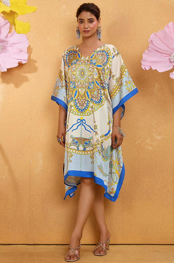 Marina Short Satin Kaftan Dress - Buy Women Kaftan Online India | Label Aarna