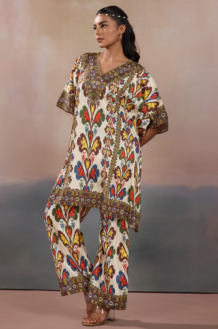 Tribal Tales Silk Crepe Women Co-ord Set with Digital Print | Top and Bottom