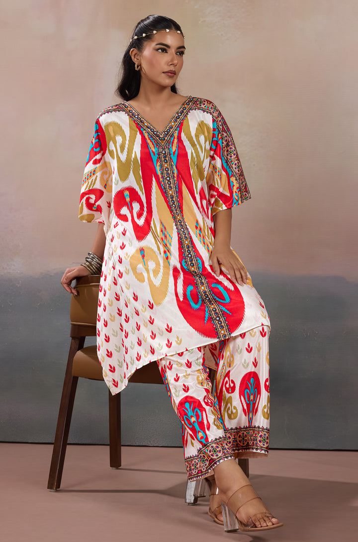 Royal Crest Silk Crepe Women Co-ord Set with Digital Print | Top and Bottom