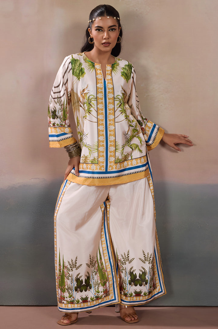 Palmscape Silk Crepe Women Co-ord Set with Digital Print | Top and Bottom