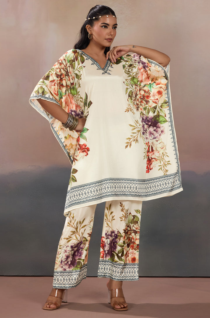 Petal Haze Silk Crepe Women Co-ord Set with Digital Print |Top and Bottom