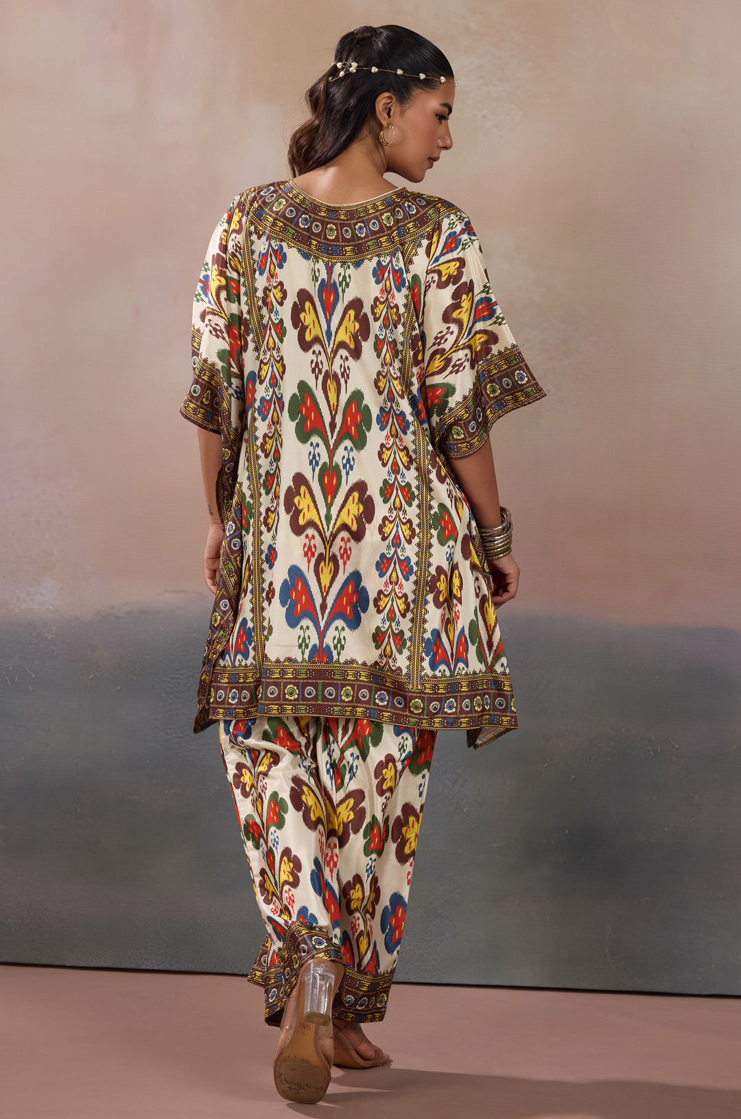Tribal Tales Silk Crepe Women Co-ord Set with Digital Print | Top and Bottom