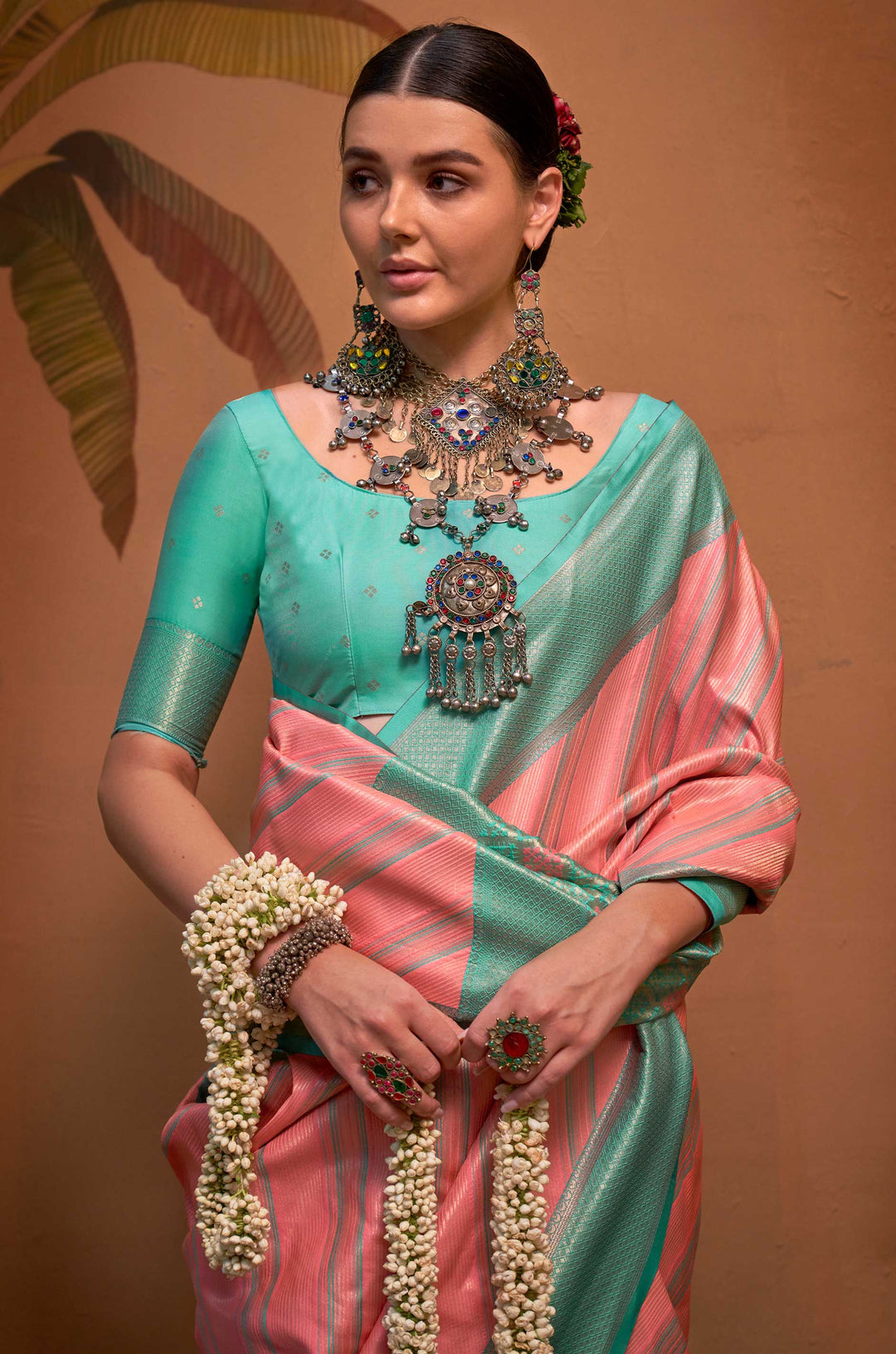 Blush Pink Bare Essence Woven Silk Saree