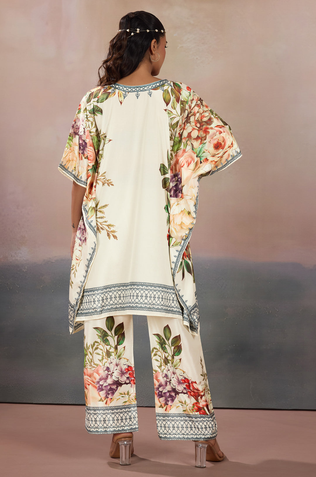 Petal Haze Silk Crepe Women Co-ord Set with Digital Print |Top and Bottom