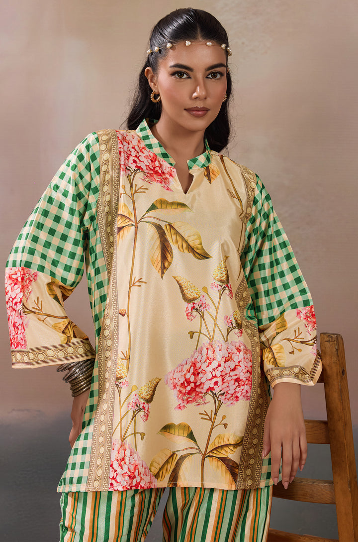 Vogue Vibe Silk Crepe Women Co-ord Set with Digital Print | Top and Bottom