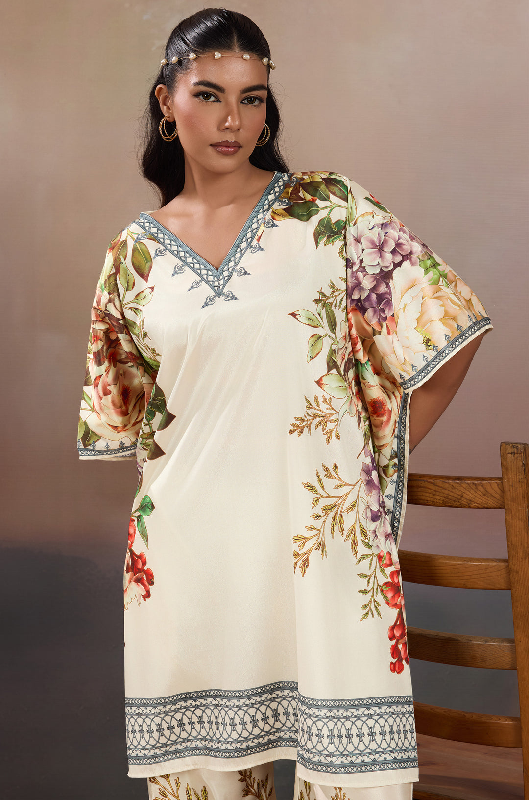 Petal Haze Silk Crepe Women Co-ord Set with Digital Print |Top and Bottom