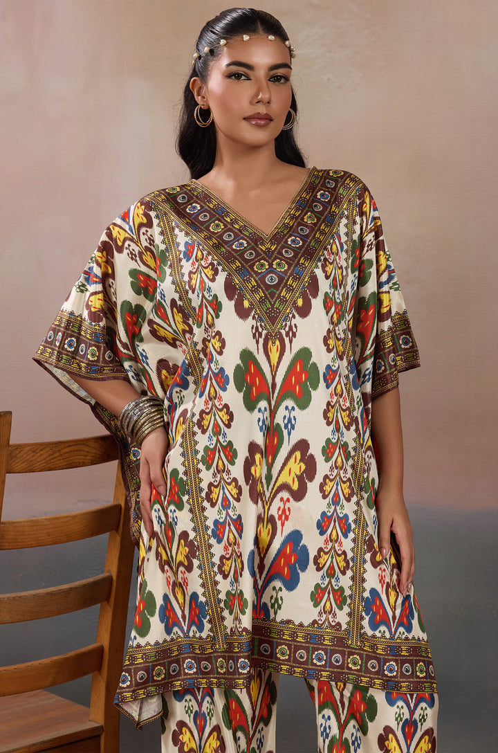 Tribal Tales Silk Crepe Women Co-ord Set with Digital Print | Top and Bottom