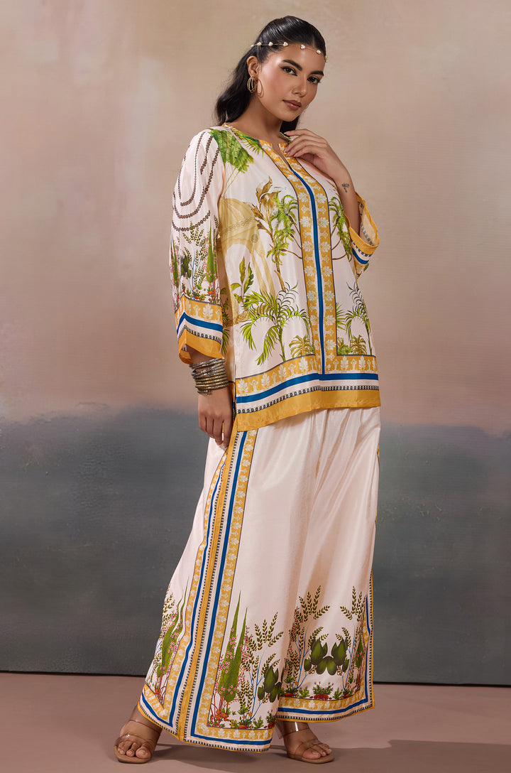 Palmscape Silk Crepe Women Co-ord Set with Digital Print | Top and Bottom