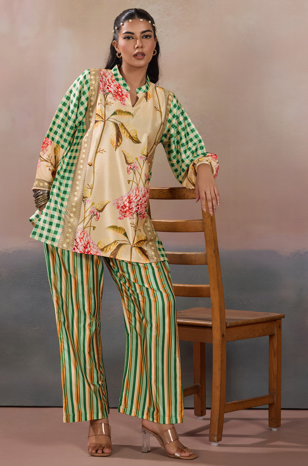 Vogue Vibe Silk Crepe Women Co-ord Set with Digital Print | Top and Bottom