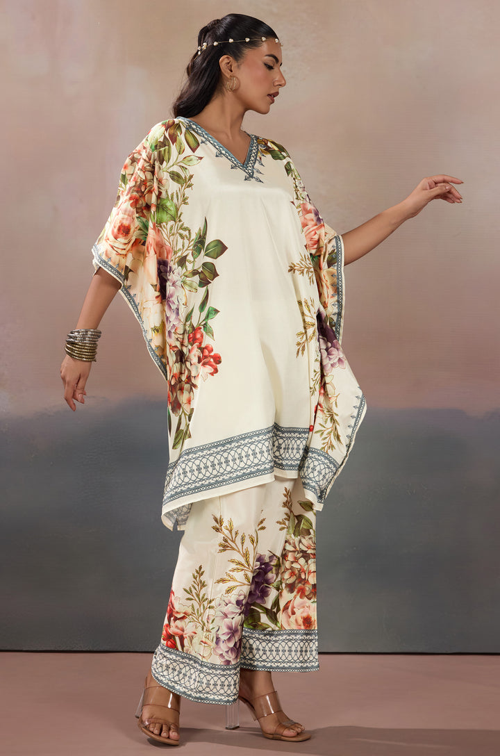 Petal Haze Silk Crepe Women Co-ord Set with Digital Print |Top and Bottom