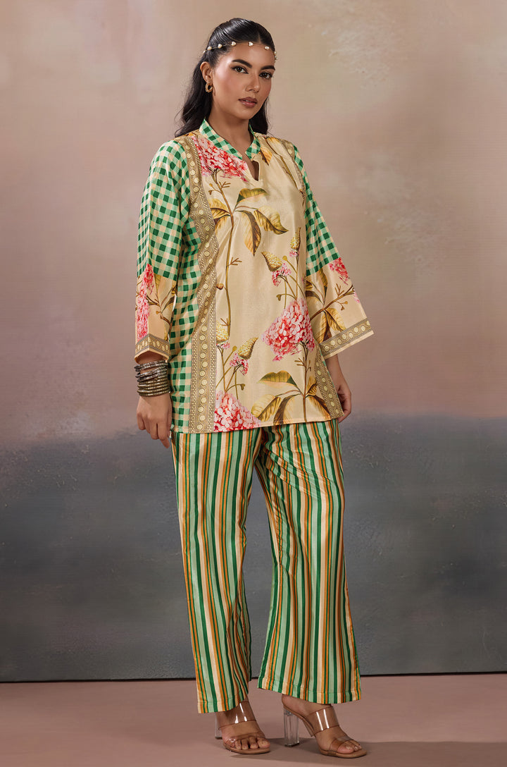 Vogue Vibe Silk Crepe Women Co-ord Set with Digital Print | Top and Bottom