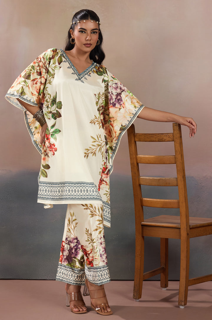 Petal Haze Silk Crepe Women Co-ord Set with Digital Print |Top and Bottom