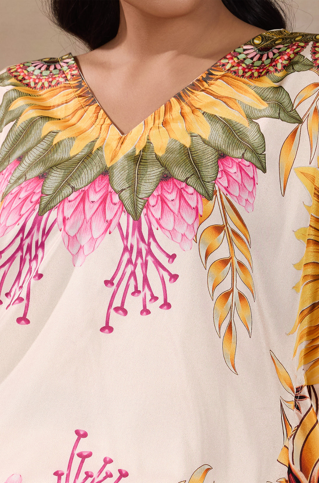 Sunlit Serenade Silk Crepe Women  Co-ord Set with Digital Print | Top and Bottom