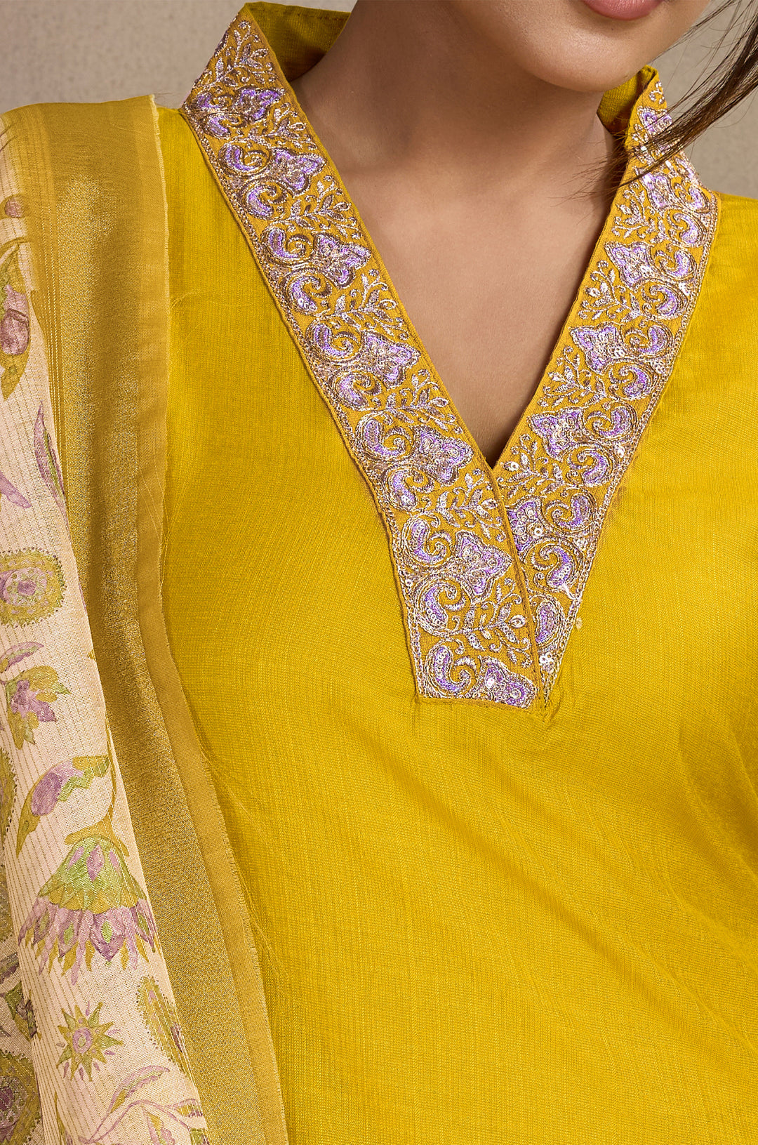 Golden Hour Viscose Silk Women Suit Set with Kora Shimmer Dupatta