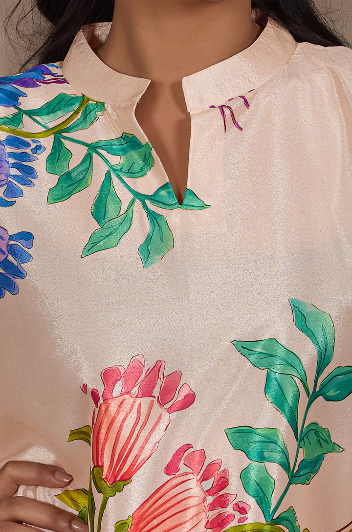 Dusky Grove Silk Crepe Women Co-ord Set with Digital Print | Top and Bottom