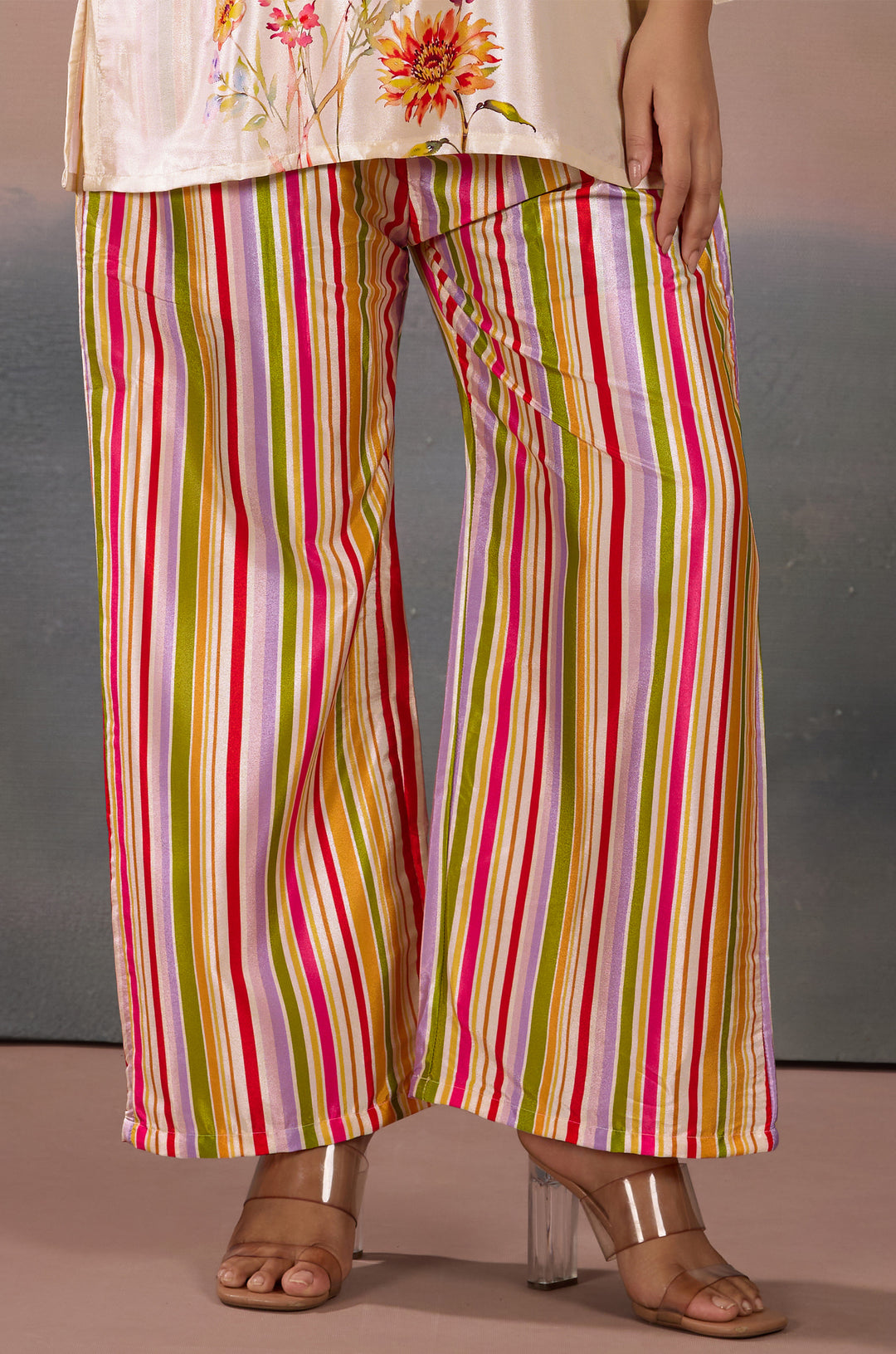 Blossom Breeze Silk Crepe Women Co-ord Set with Digital Print | Top and Bottom